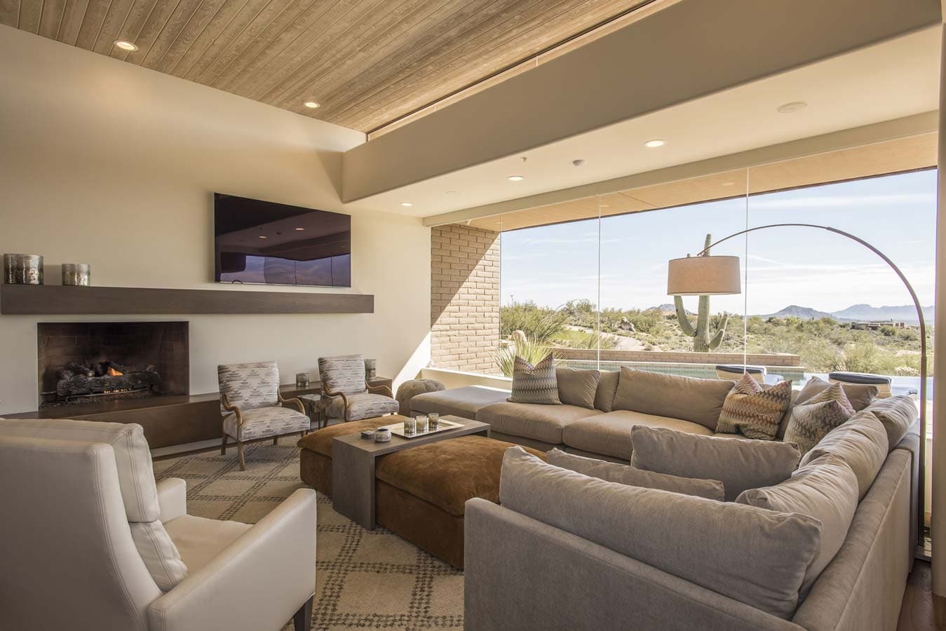 Apollo Builders custom home interior opening onto a desert view